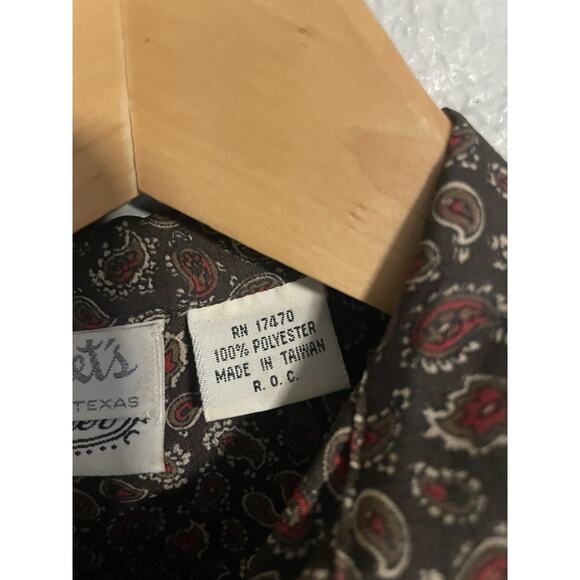 Vintage Womens Top Size 6 Brown Paisley Long Sleeve Button Up Prairie 60s FLAW - Picture 5 of 8